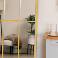 Tomi Gold Metal Arched Lattice Window Mirror - 180cm x 90cm