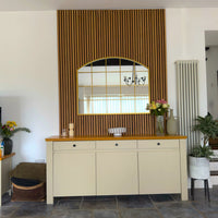 Tomi - Gold Metal Arched Lattice Window Mirror - 95cm x 120cm.