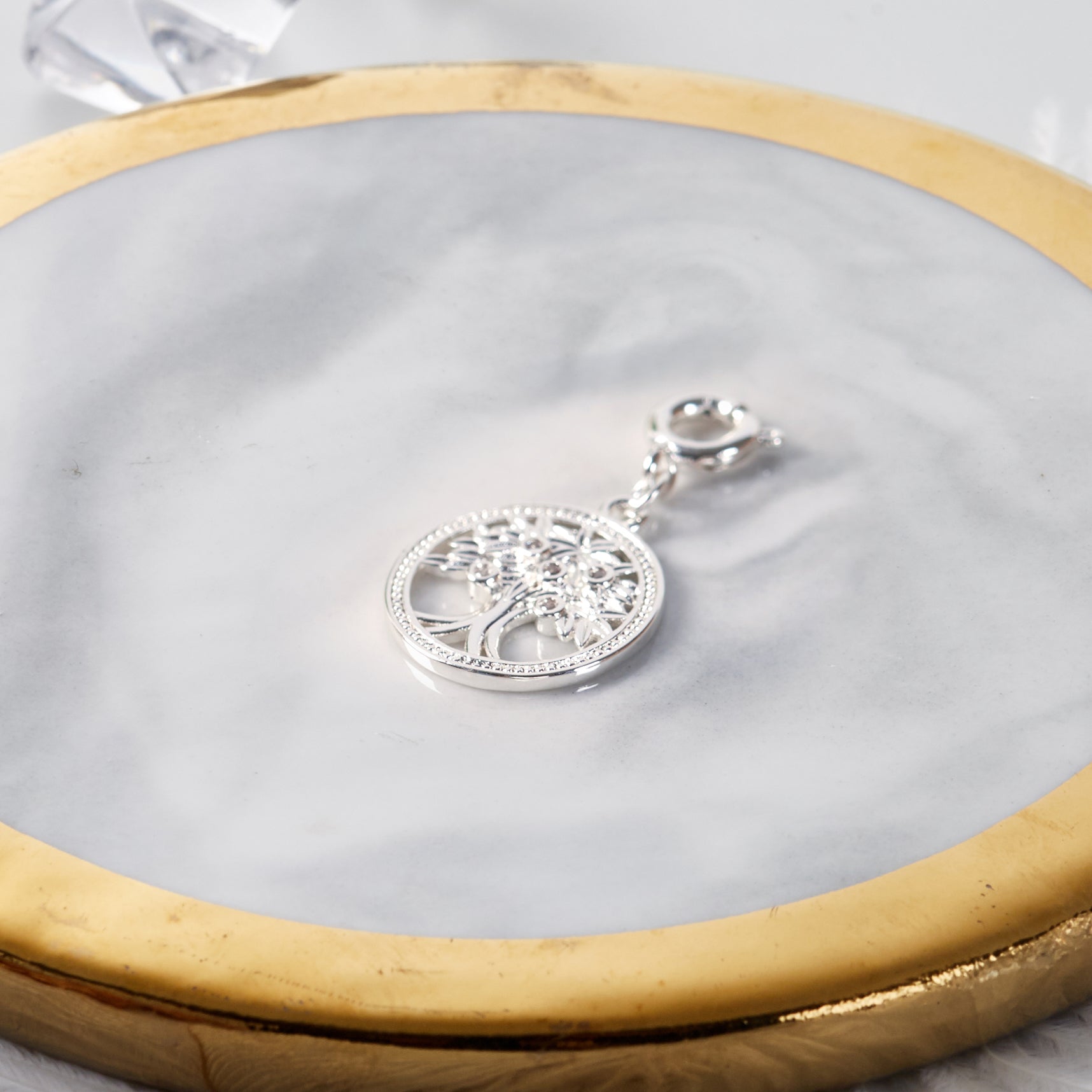 Tree of Life Charm Created with Zircondia® Crystals
