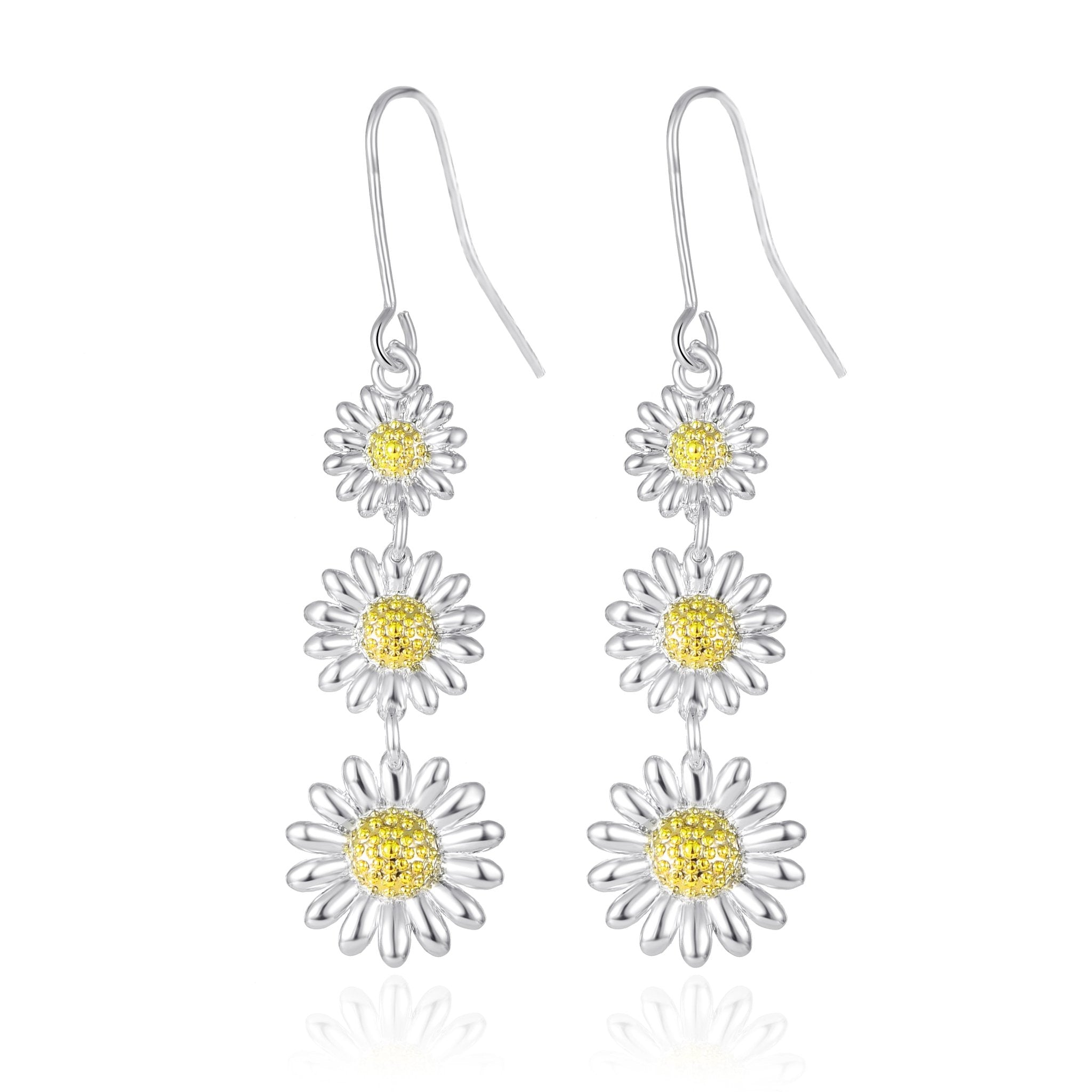 Triple Daisy Drop Earrings