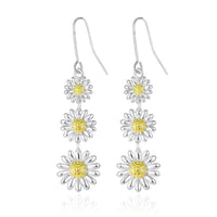 Triple Daisy Drop Earrings