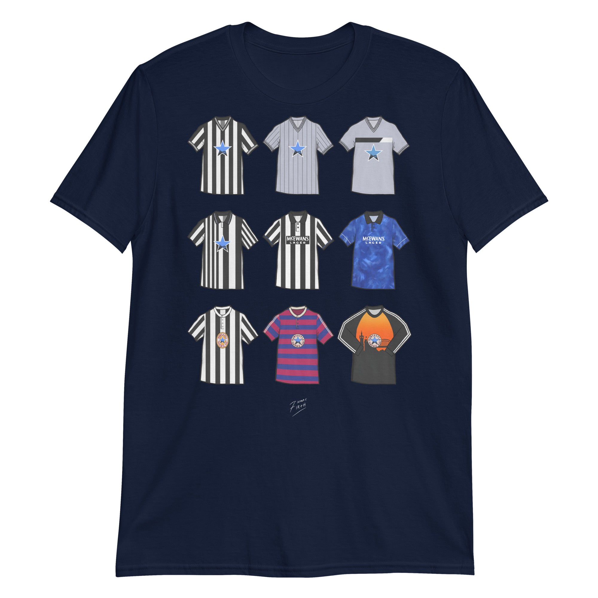 Newcastle Retro Shirts Illustrated Football T-Shirt