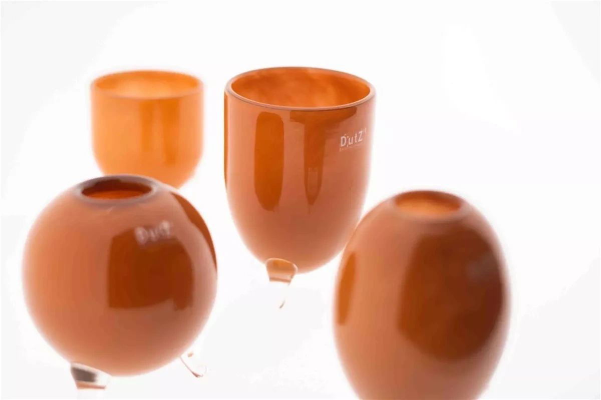 EVITA Vase with Feet - Set of 4pcs - Elegant Home Décor in Multiple Colors, Handcrafted Glass Vase, Unique Handmade Home Decoration