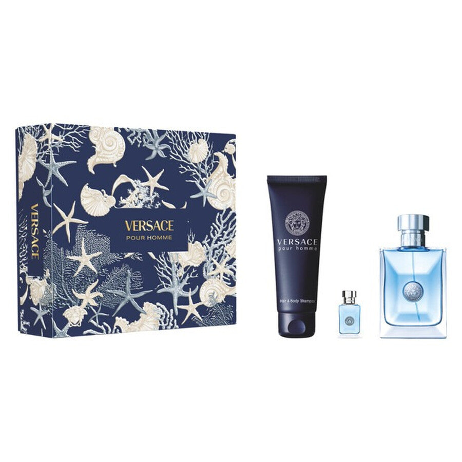 Versace Pour Homme 100ml EDT + 150ml Hair&Body Shampoo + 10ml Mini for Men Gift Set