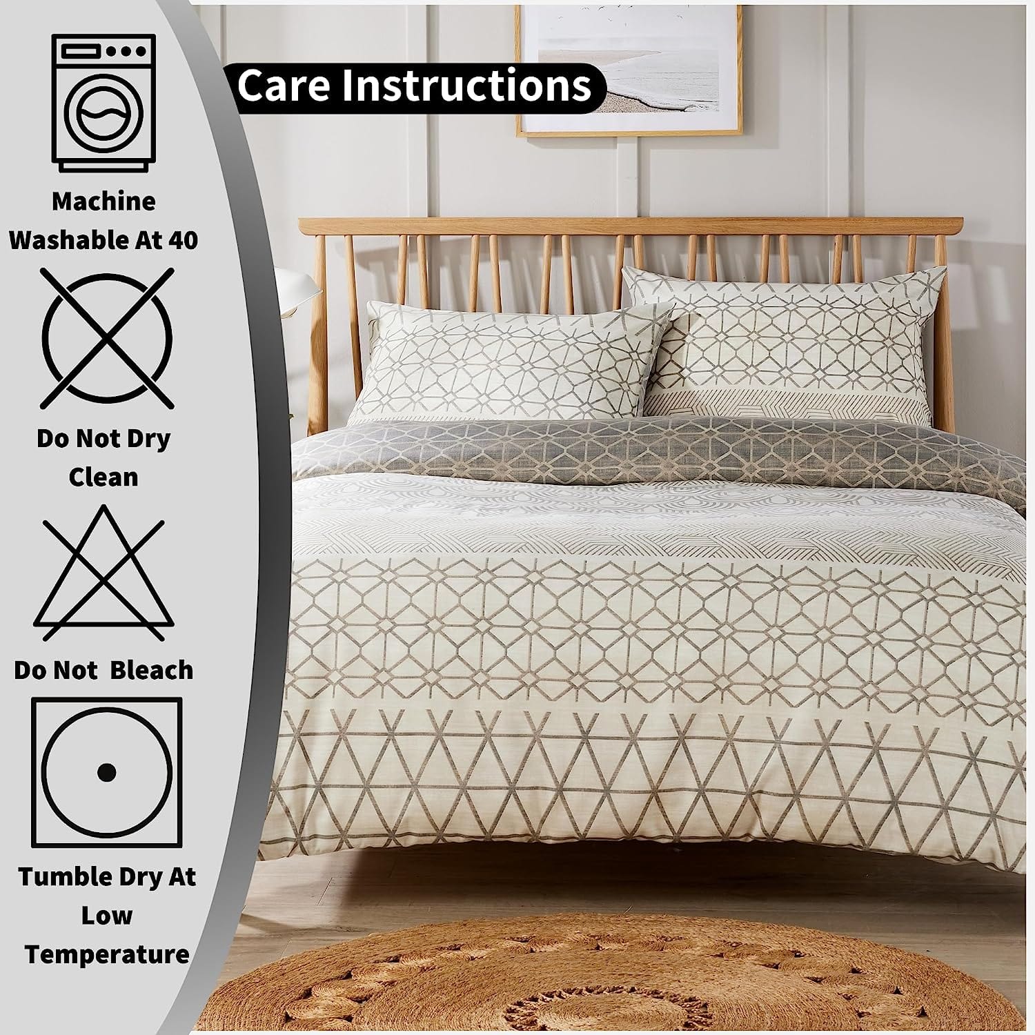 Versailles Natural Floral Reversible Quilted Duvet Cover Set with Button Closure in Single Double King Sizes by OLIVIA ROCCO