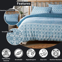 Versailles Teal Elegant Printed Duvet Cover Set Reversible Quilted Bedding with Pillowcases Breathable Polyester Blend for King Double Single Sizes by OLIVIA ROCCO