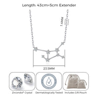 Virgo Star Sign Zodiac Constellation Necklace with Zircondia® Crystals