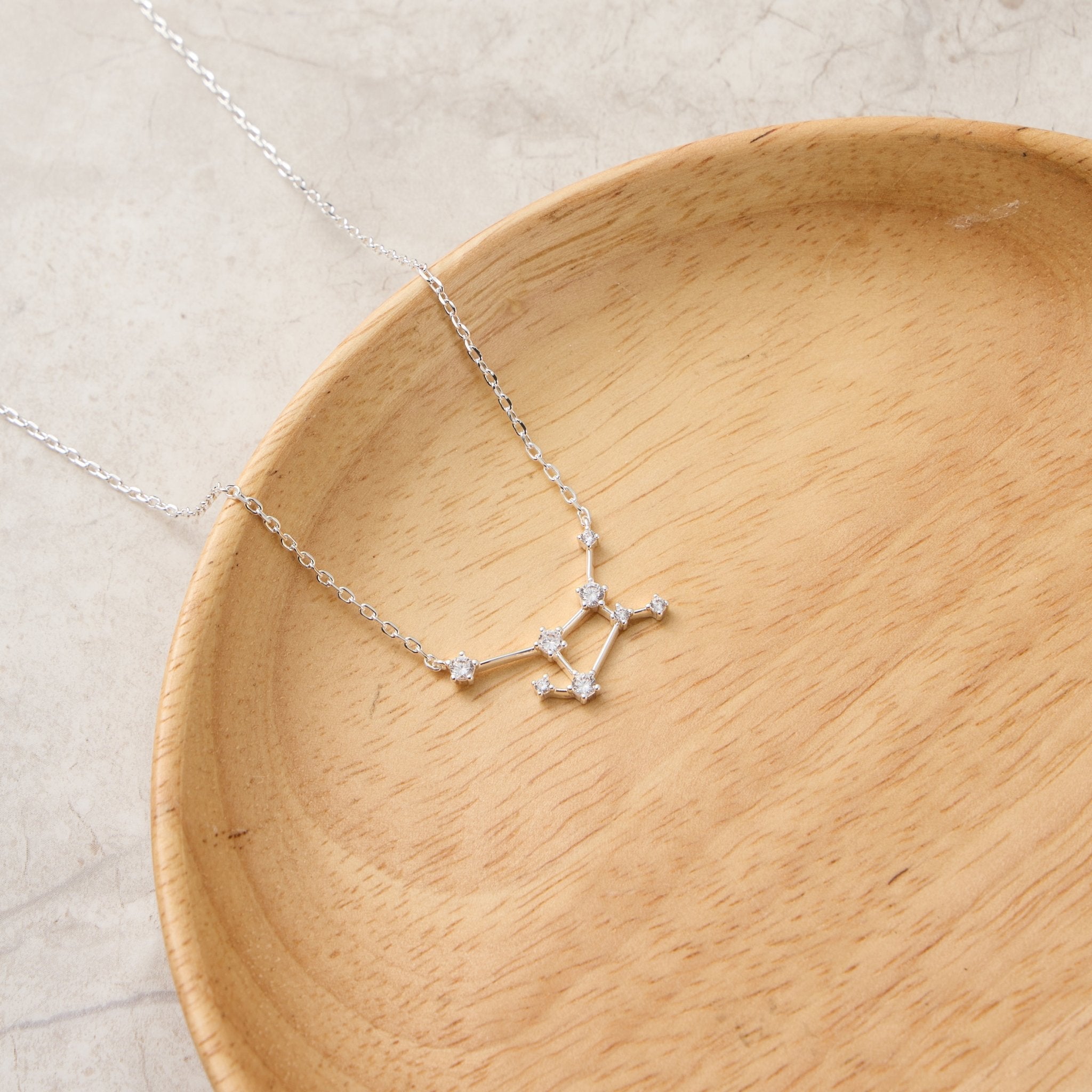 Virgo Star Sign Zodiac Constellation Necklace with Zircondia® Crystals