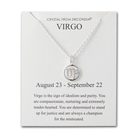 Virgo Star Sign Zodiac Necklace and Quote Card with Zircondia® Crystals