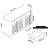 Salcombe Large Sideboard White 3 Doors 4 Shelves 2 Drawers