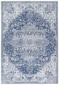 Eterna Blue Washable Rug – Vintage Charm Meets Modern Durability