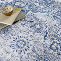 Eterna Blue Washable Rug – Vintage Charm Meets Modern Durability
