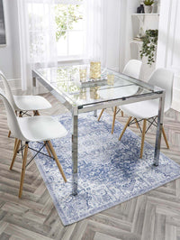 Eterna Blue Washable Rug – Vintage Charm Meets Modern Durability