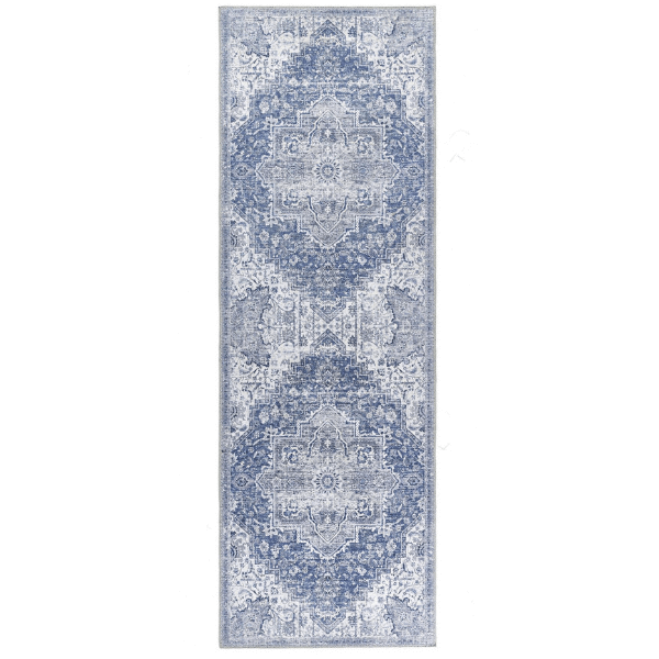 Eterna Blue Washable Rug – Vintage Charm Meets Modern Durability