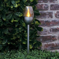 Solar Powered Flame Effect LED Stake Light x2