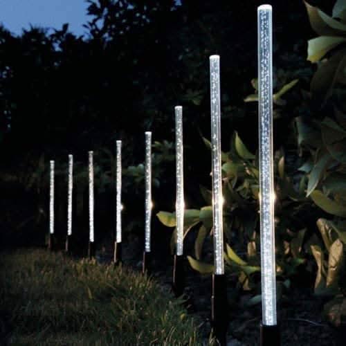 Solar-Powered Crystal Bubble Stick Stake LED Lights 8pc