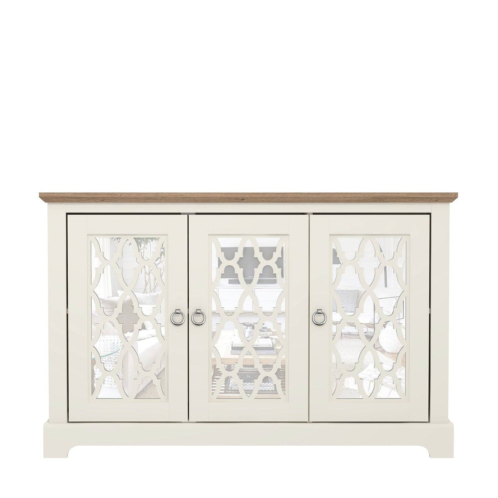 Honition Large Sideboard Ivory 3 Doors 4 Shelves
