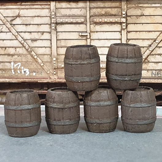 OO Scale | Ready to Paint | Whiskey Barrel (6 pack)