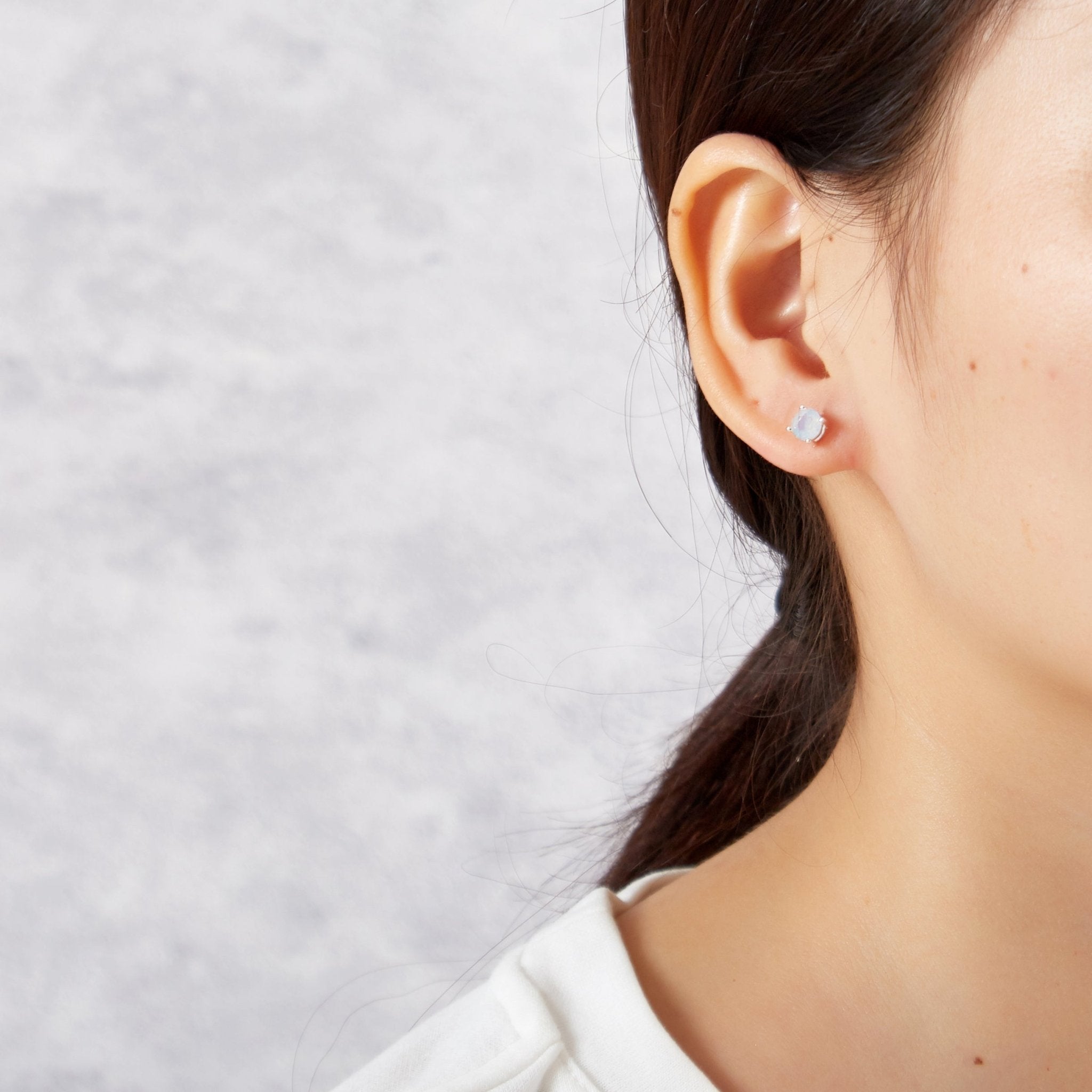 White Opal Earrings Created with Zircondia® Crystals