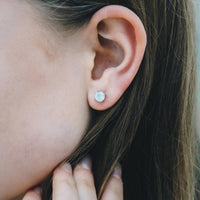 White Opal Earrings Created with Zircondia® Crystals