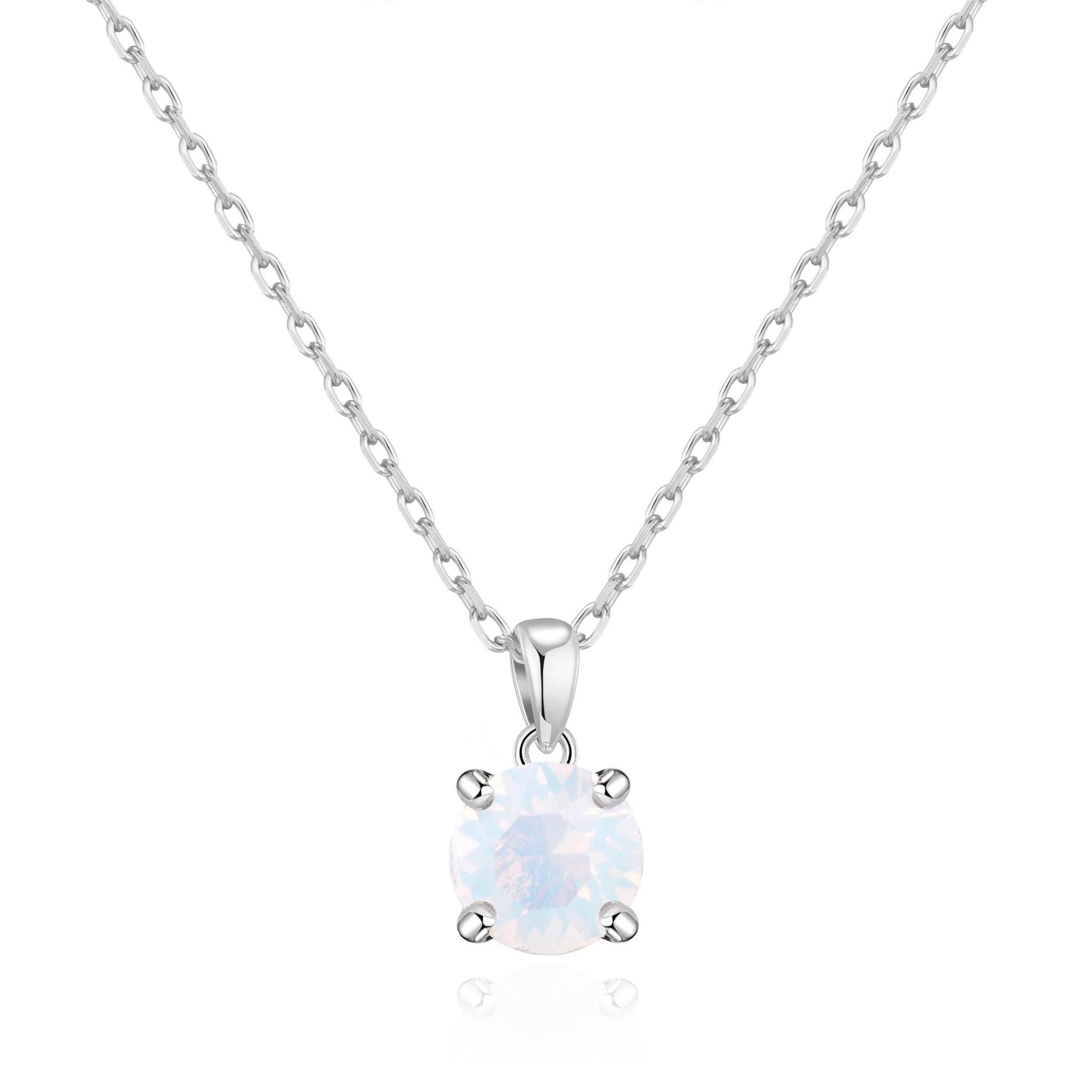 White Opal Necklace Created with Zircondia® Crystals