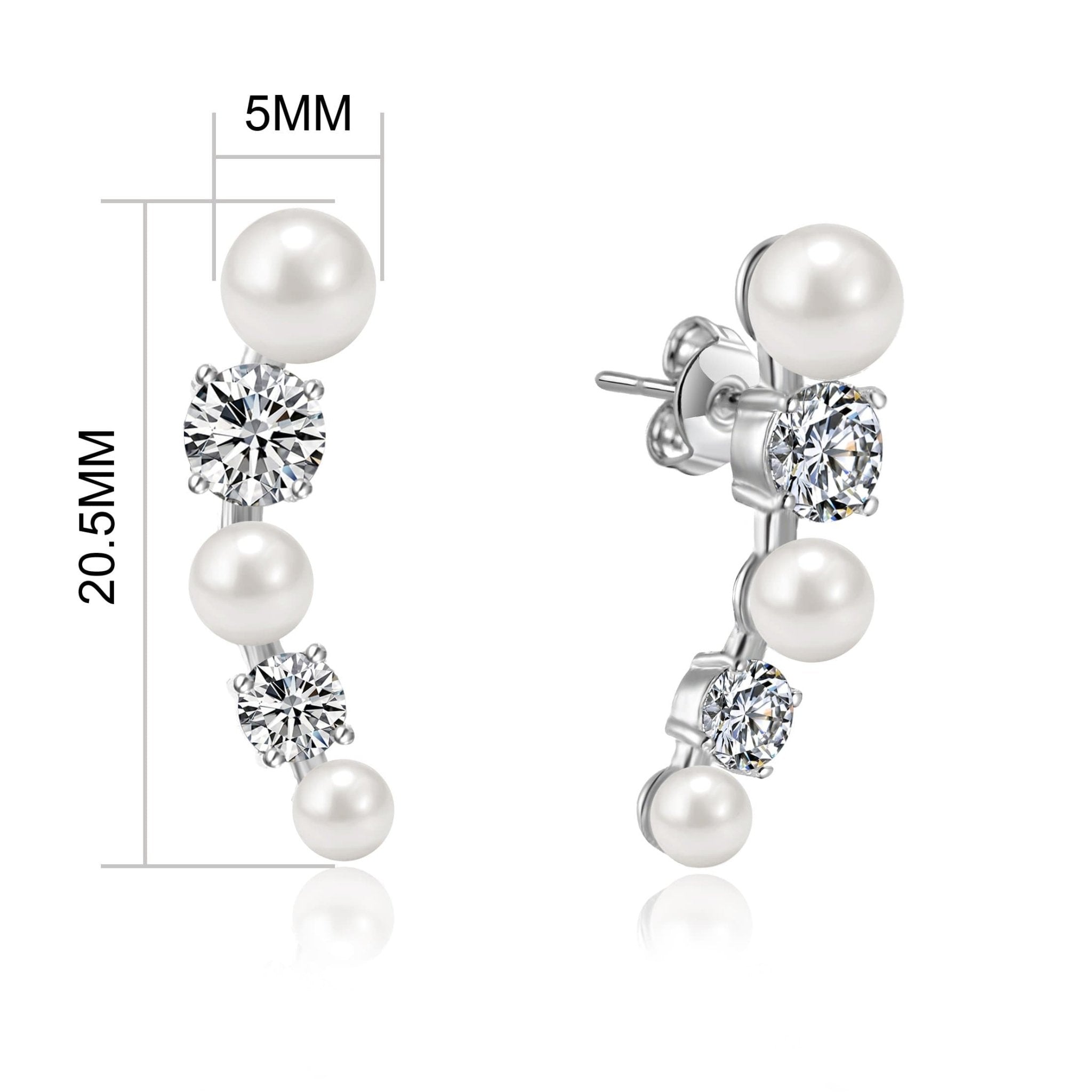 White Pearl Climber Earrings Created with Zircondia® Crystals