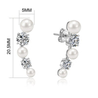 White Pearl Climber Earrings Created with Zircondia® Crystals