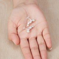 White Pearl Climber Earrings Created with Zircondia® Crystals