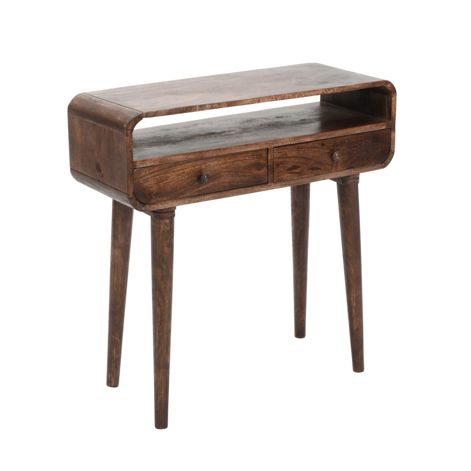 Franklin Dark Mango Wood Console Table with 2 Drawers