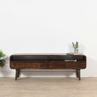 Franklin Dark Mango Wood Large TV Stand with 2 Drawers