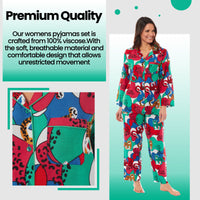 Women's Jaguar Jungle Leopard Print Button Up Pyjama Set Soft Breathable Viscose Loungewear Sleepwear Available in S M L XL by Daisy Dreamer