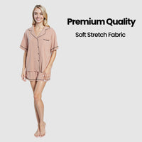 Women's Natural Short Pyjama Set Super Soft Sleepwear Nightwear Button Up Top and Shorts with Pockets PJs by  Daisy Dreamer