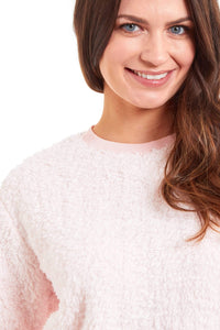 Women's Super Soft Teddy Fleece Pyjama Set Warm Cozy Stretchable Loungewear Crew Neck Nightwear Perfect for Relaxation and Sleep by Daisy Dreamer