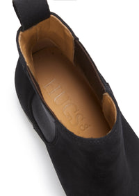 Women's Black Suede Chelsea Boots, Welted Leather Sole