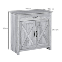 Farmhouse Barn Door Sideboard Storage Cabinet Coffee Bar for LIVING Room  Grey Grain