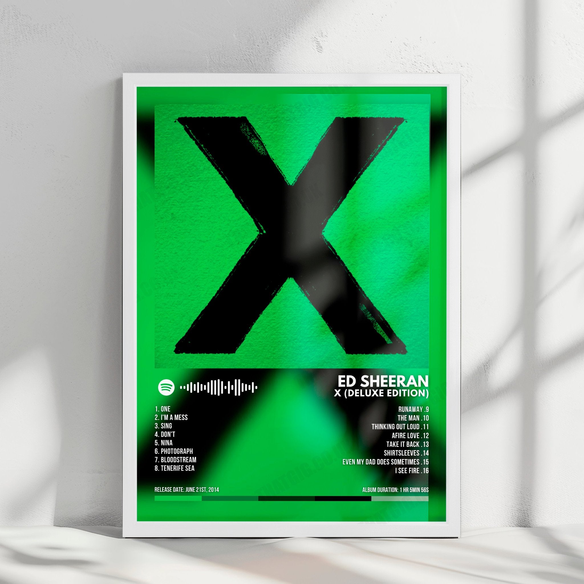 Ed Sheeran "X (Deluxe Edition)" Album Cover Poster - with Complete Tracklist