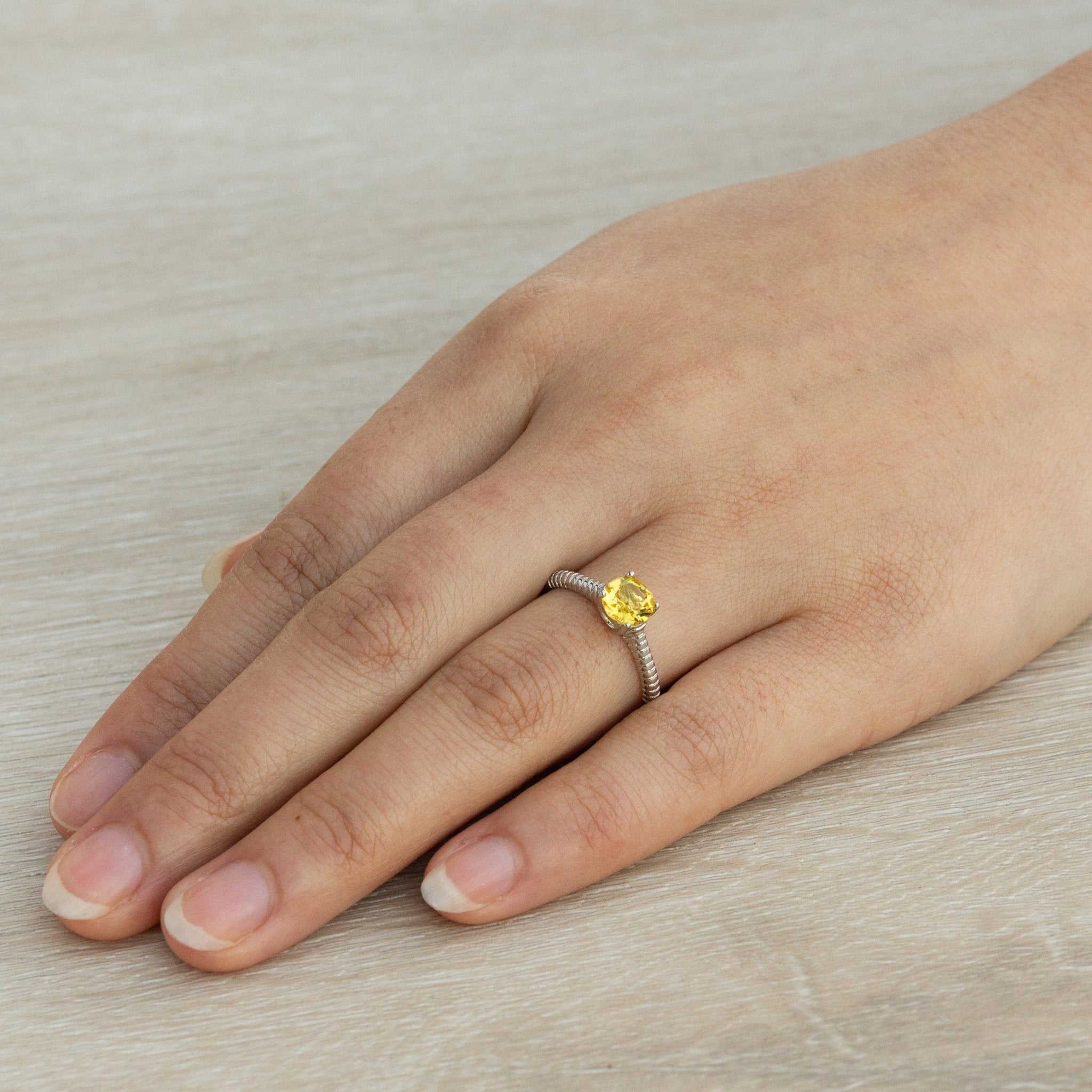 Yellow Adjustable Crystal Ring Created with Zircondia® Crystals