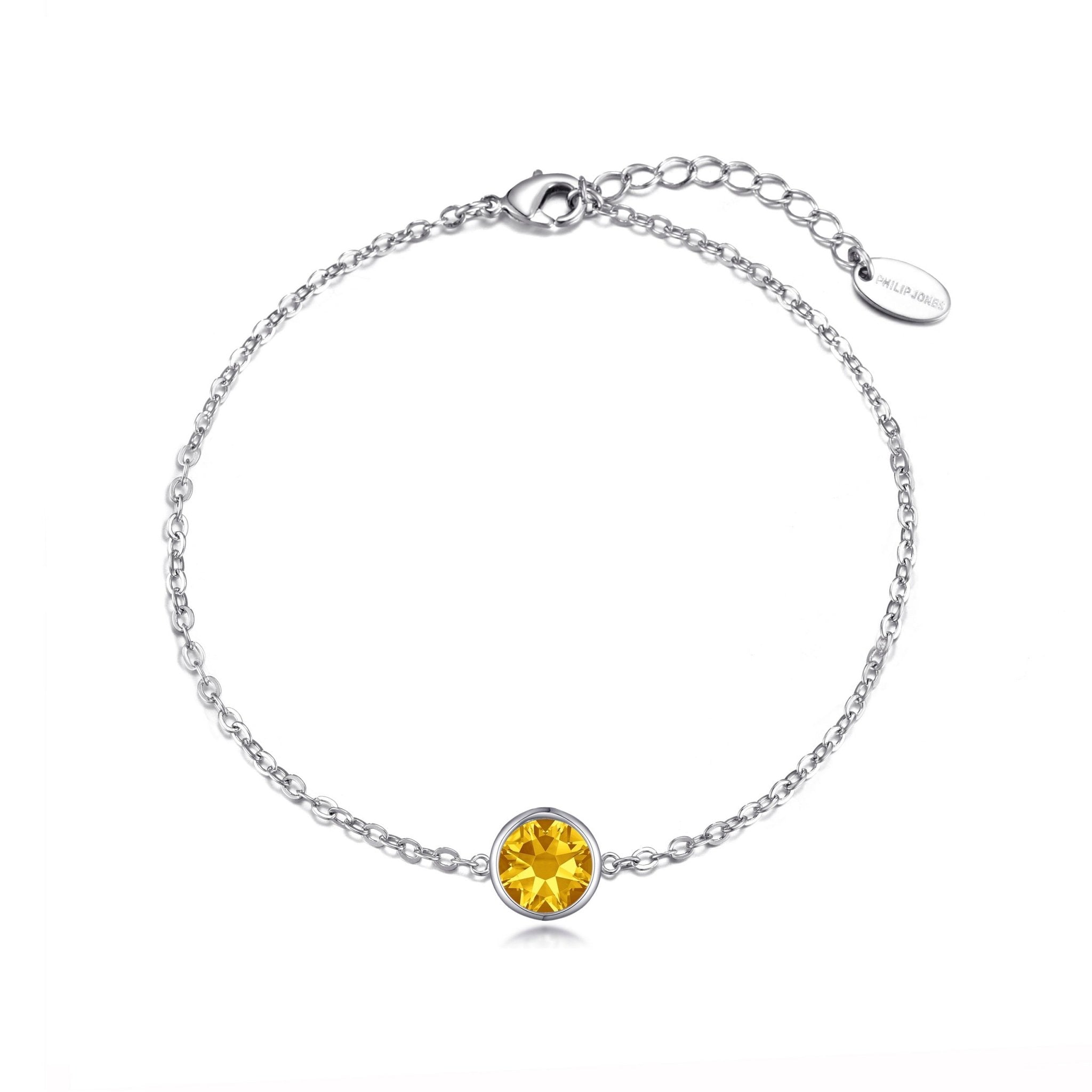November (Topaz) Birthstone Anklet Created with Zircondia® Crystals