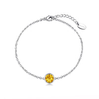 November (Topaz) Birthstone Anklet Created with Zircondia® Crystals