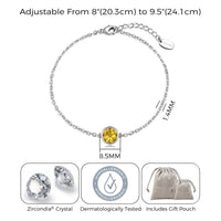 November (Topaz) Birthstone Anklet Created with Zircondia® Crystals