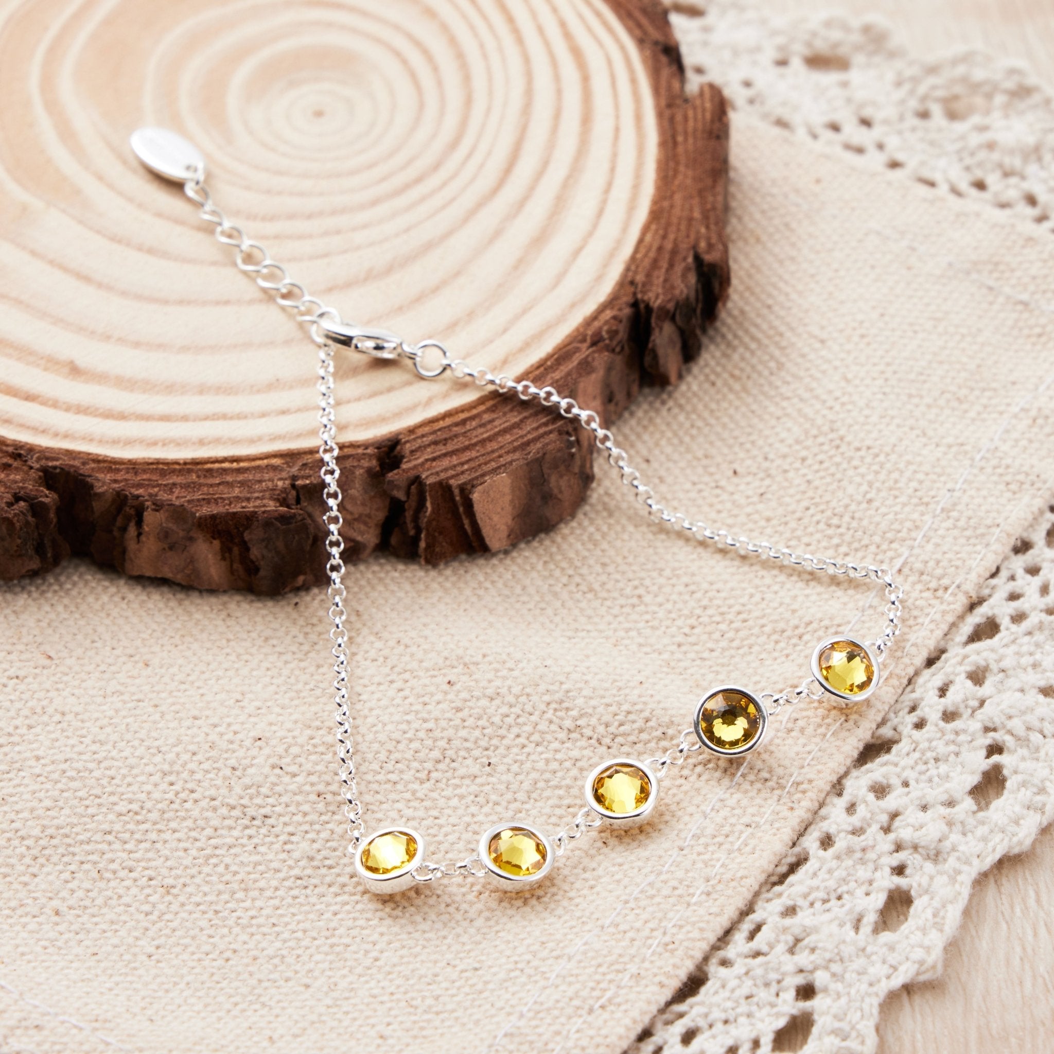 Yellow Crystal Chain Bracelet Created with Zircondia® Crystals