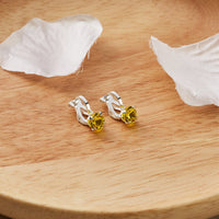 Yellow Crystal Clip On Earrings Created with Zircondia® Crystals