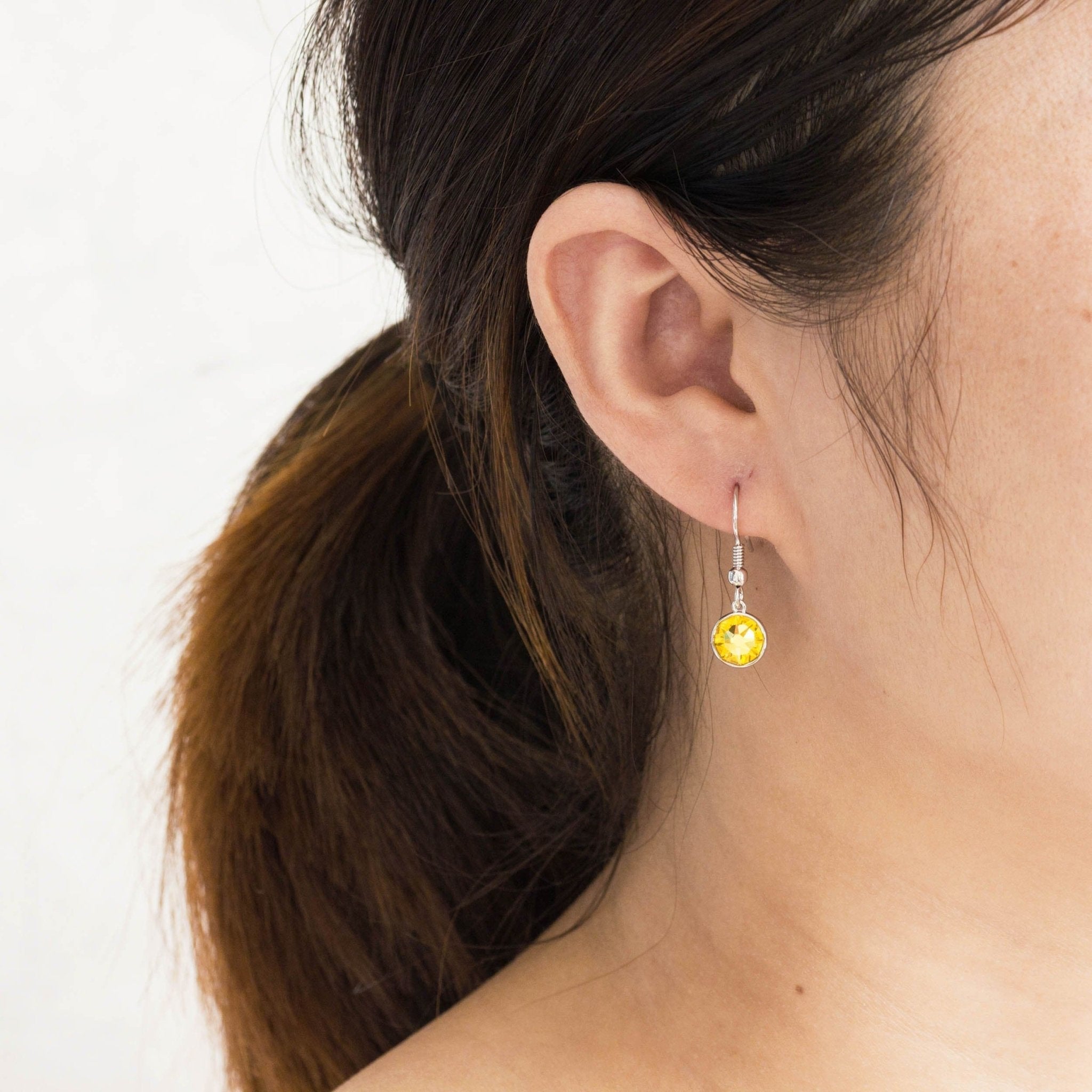 Yellow Crystal Drop Earrings Created with Zircondia® Crystals