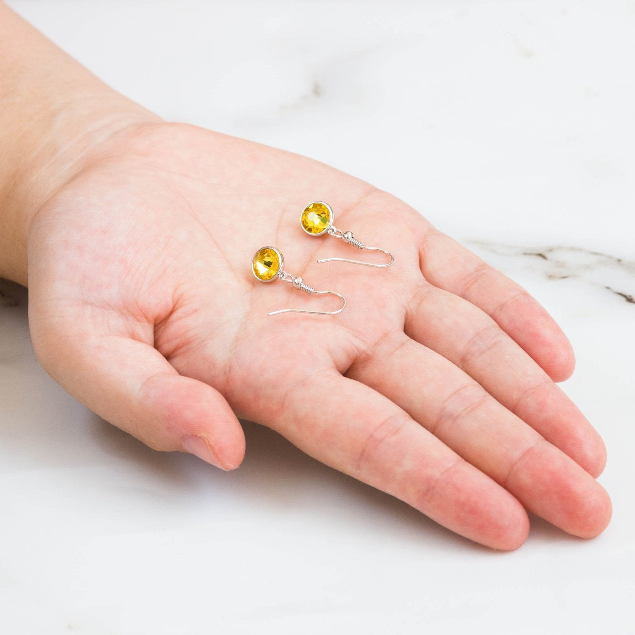 Yellow Crystal Drop Earrings Created with Zircondia® Crystals