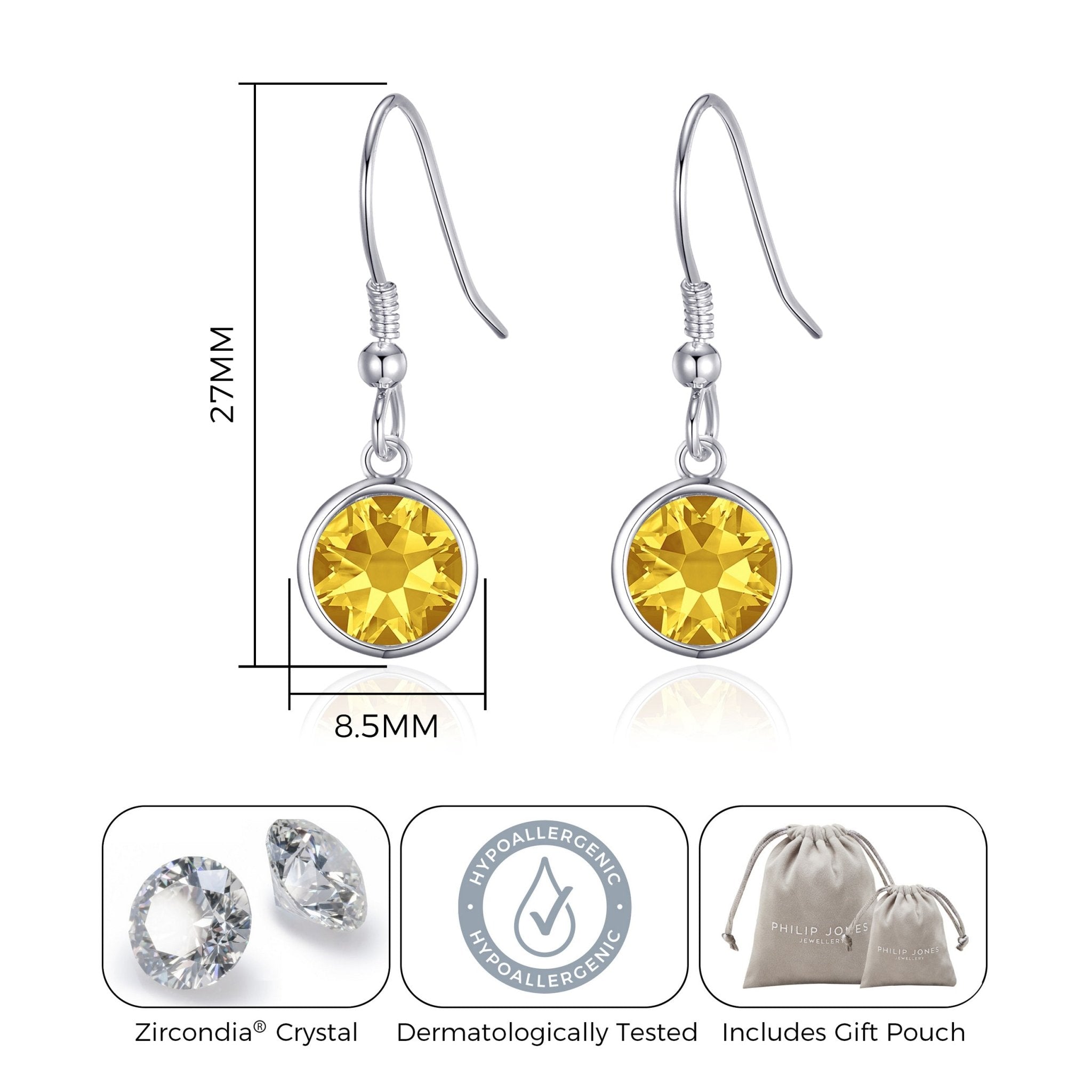 Yellow Crystal Drop Earrings Created with Zircondia® Crystals