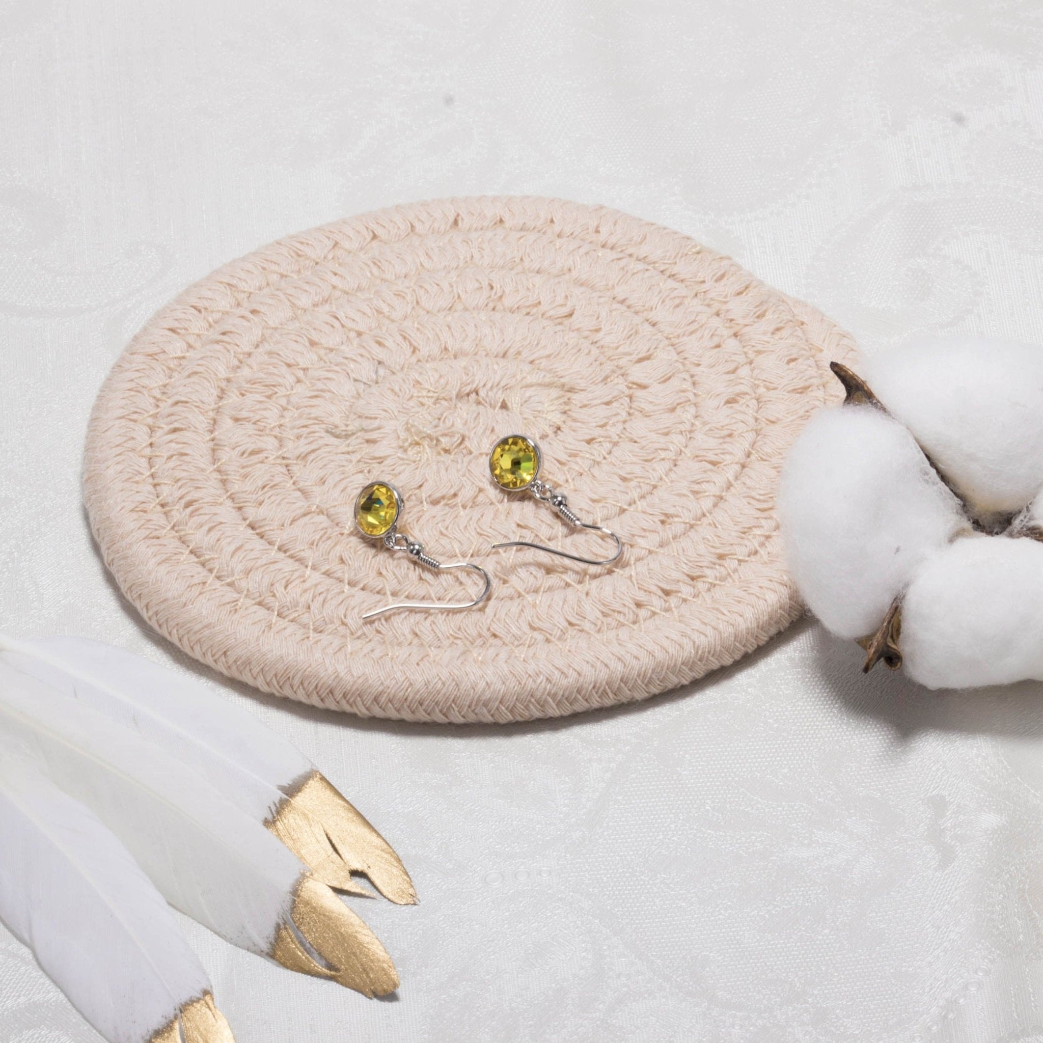 Yellow Crystal Drop Earrings Created with Zircondia® Crystals