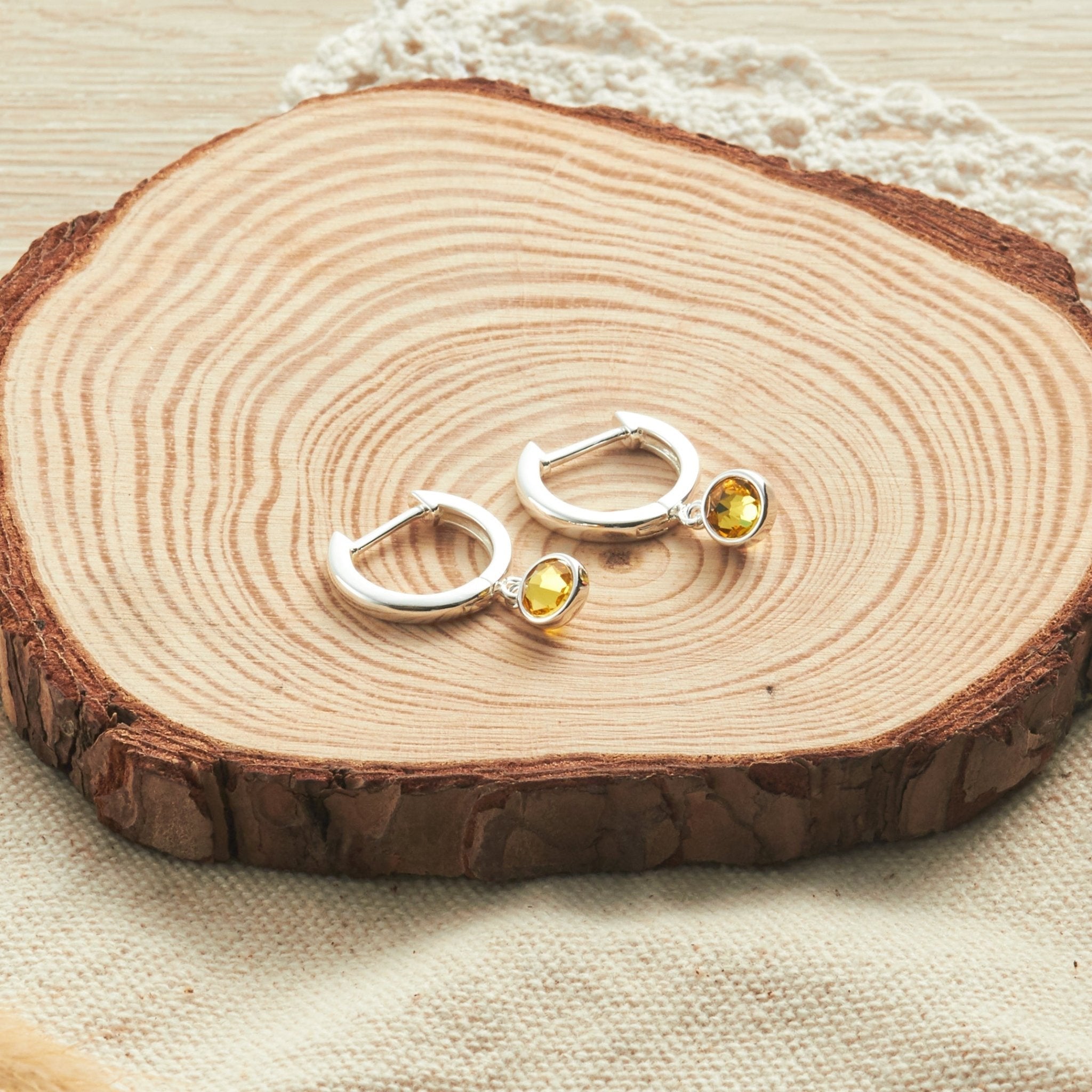 Yellow Crystal Hoop Earrings Created with Zircondia® Crystals