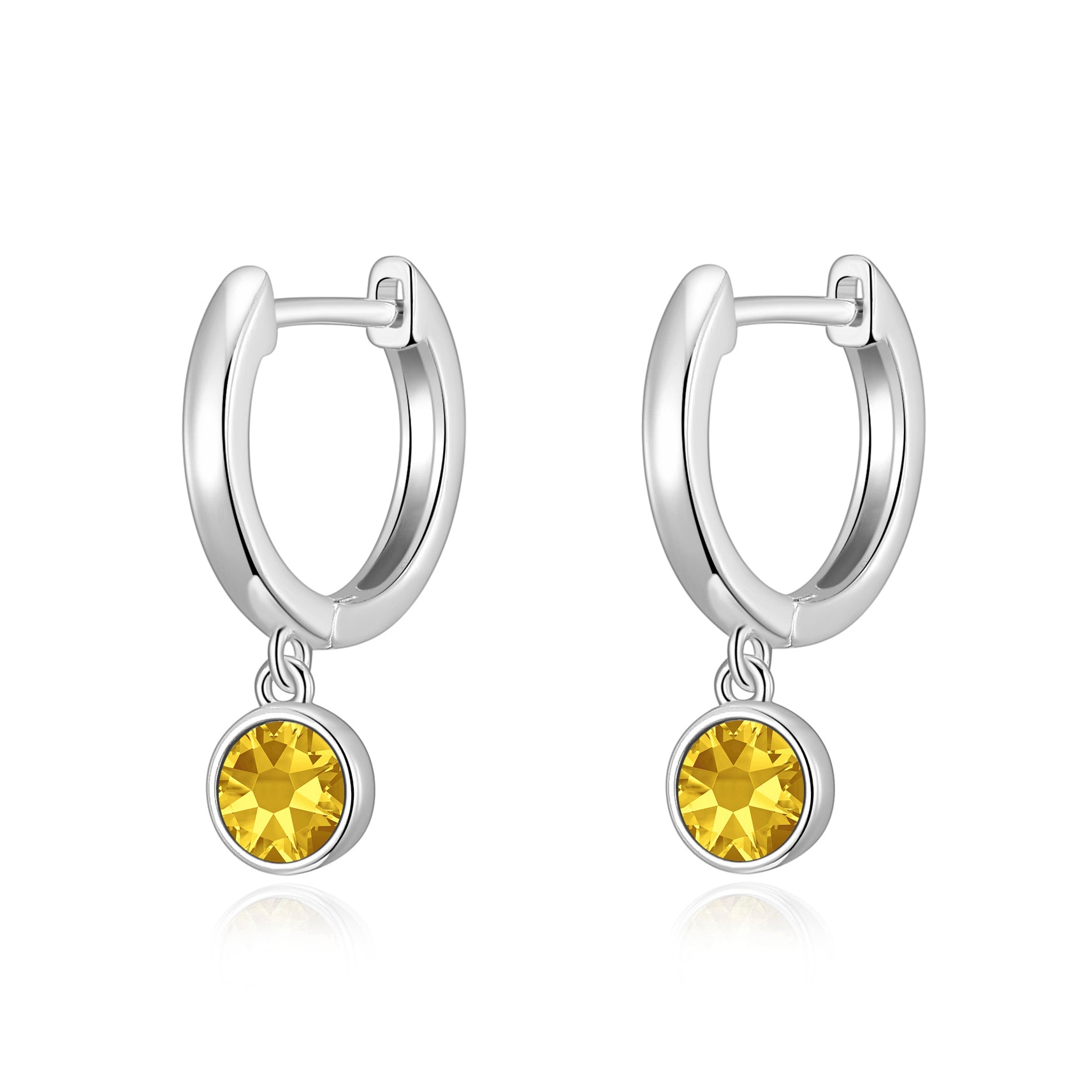 Yellow Crystal Hoop Earrings Created with Zircondia® Crystals