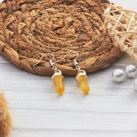 Yellow Quartz Gemstone Drop Earrings