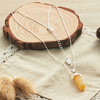 Yellow Quartz Gemstone Necklace with Quote Card
